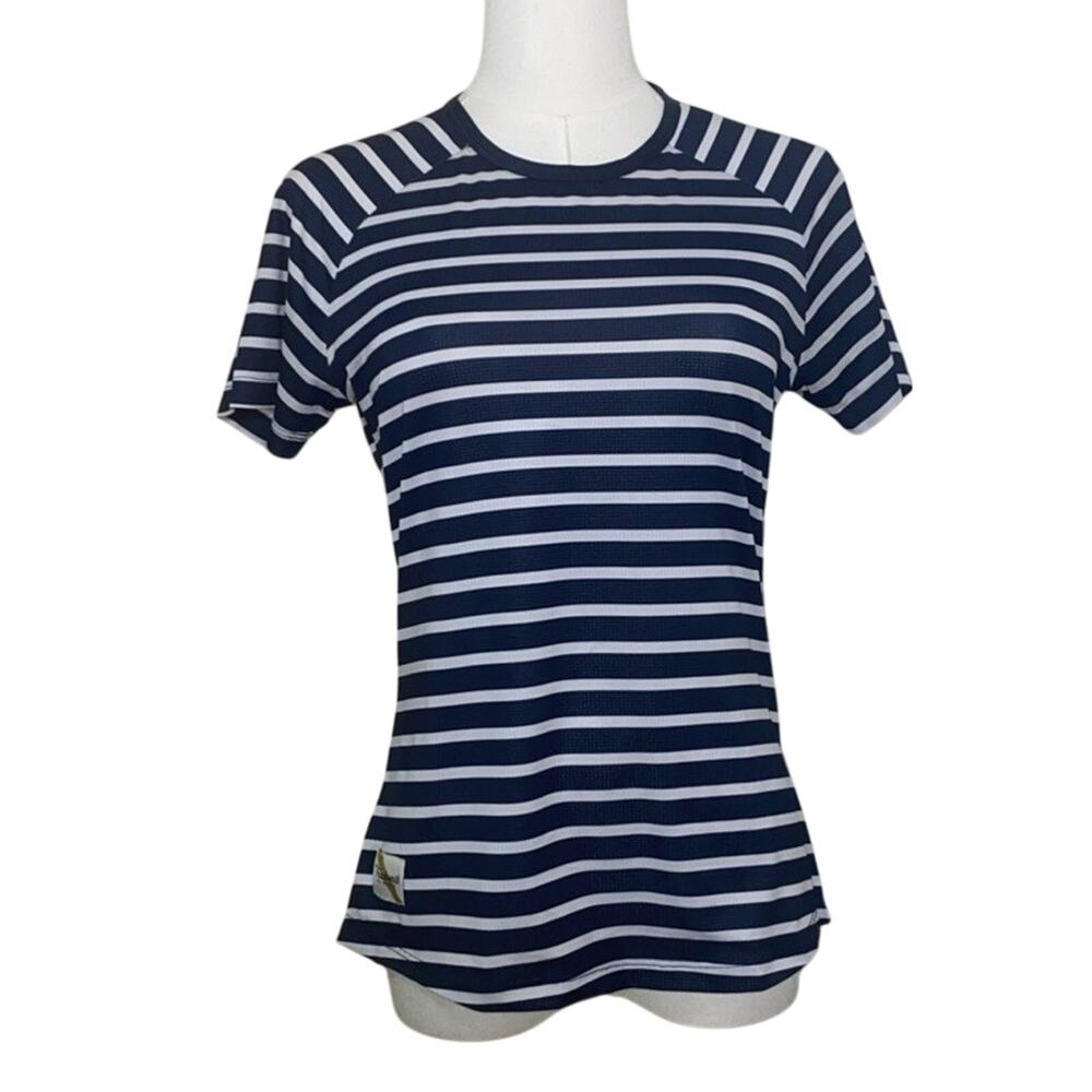 Tracksmith Navy & White Striped Short Sleeve Tee